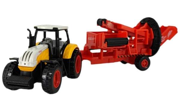 Játék traktor burgonyaszedő pótkocsival, 1:72