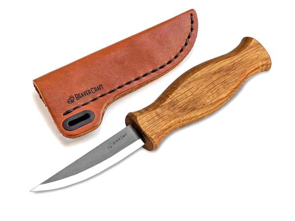 BeaverCraft C4S - Whittling Knife fafaragó kés, bőrtok