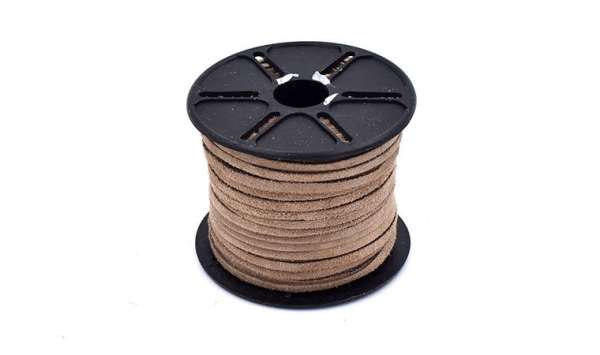 Homokszínű velúr bőrzsinór 3 mm