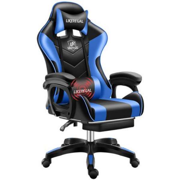 Likeregal 920 masszázs gamer szék lábtartóval kék