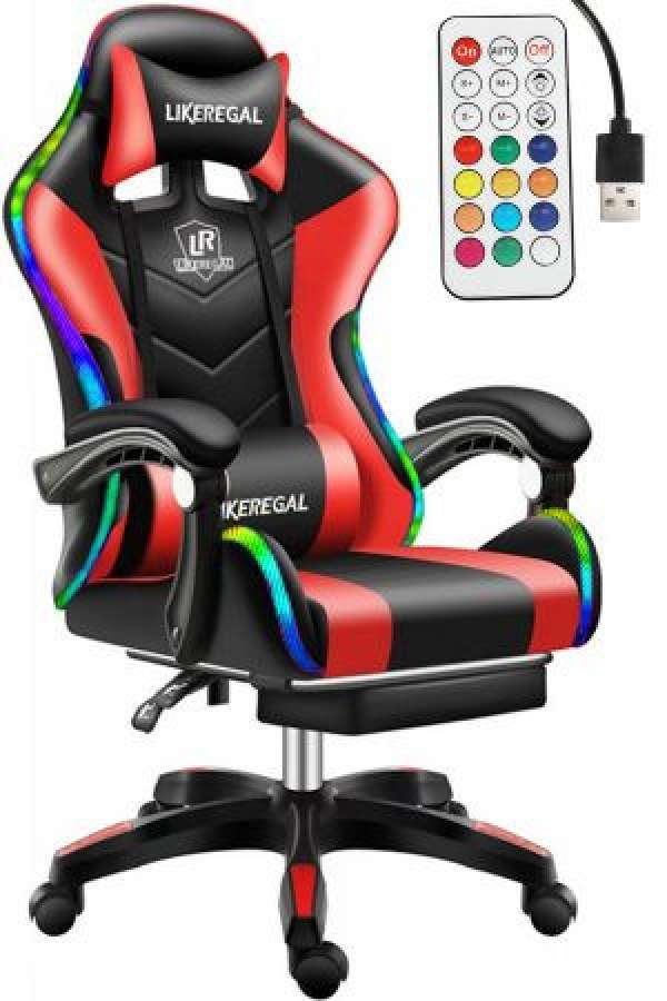 Likeregal 920 LED masszázs gamer szék lábtartóval piros