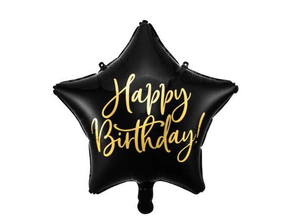 Boldog születésnapot csillag fólia léggömb 40cm fekete