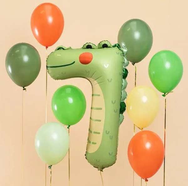 Fólia születésnapi léggömb "7" - Krokodil 56x85 cm