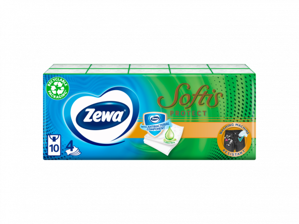 Zewa softis papír zsebkendő protect ill. 4rétegű 10x9db
