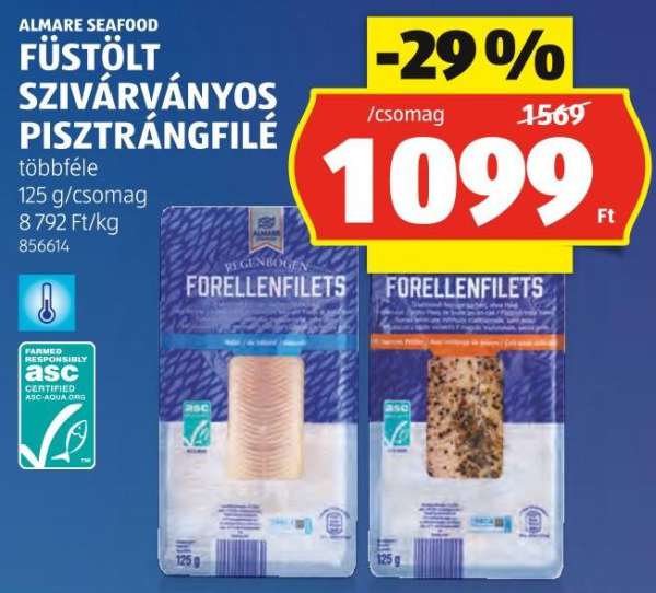 ALMARE SEAFOOD FÜSTÖLT SZIVÁRVÁNYOS PISZTRÁNGFILÉ