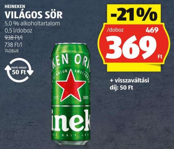 HEINEKEN VILÁGOS SÖR