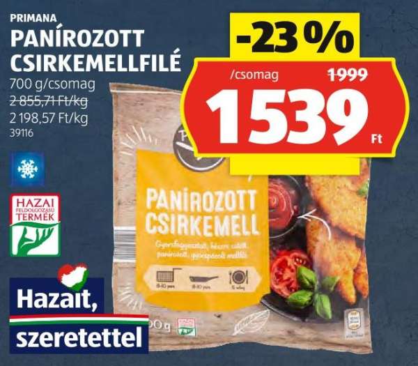 Primana Panírozott Csirkemellfilé