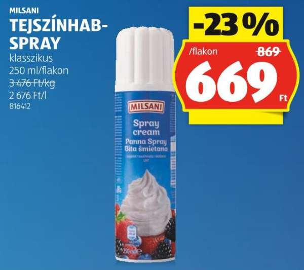 MILSANI TEJSZÍNHAB-SPRAY