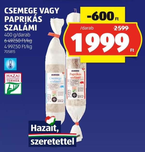CSEMEGE VAGY PAPRIKÁS SZALÁMI