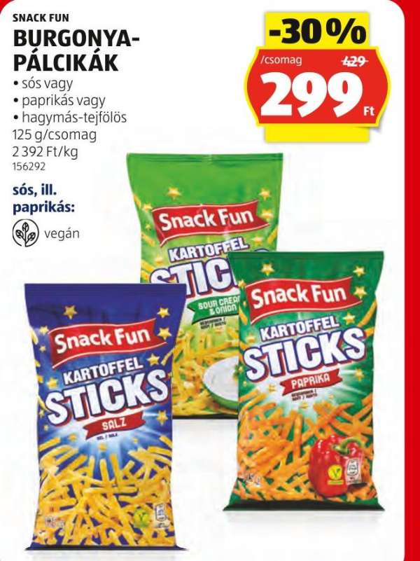SNACK FUN BURGONYA-PÁLCIKÁK