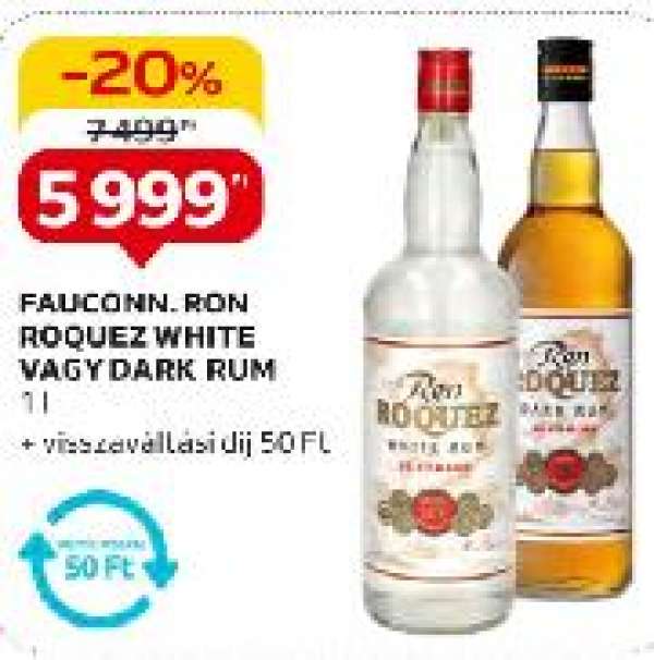 Fauconn. ron Roquez white vagy dark rum