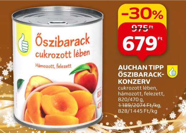 Auchan tipp Őszibarack-konzerv