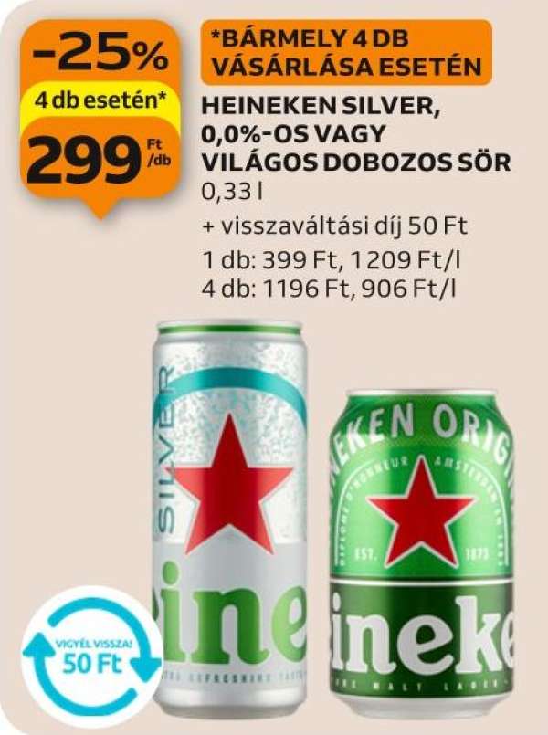 Heineken silver, 0,0%-os vagy világos dobozos sör