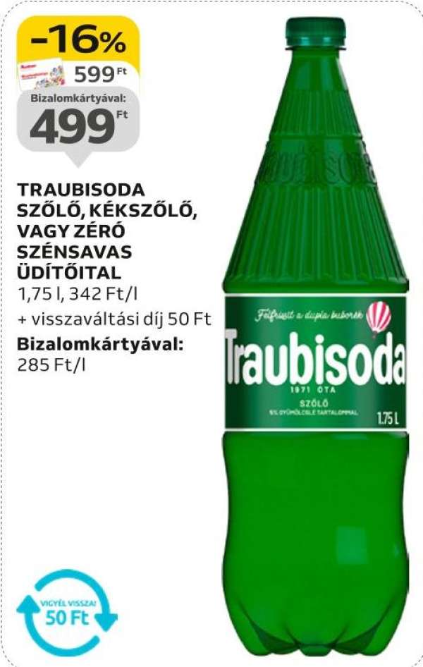 Traubisoda szőlő, kékszőlő, vagy zéró szénsavas üdítőital
