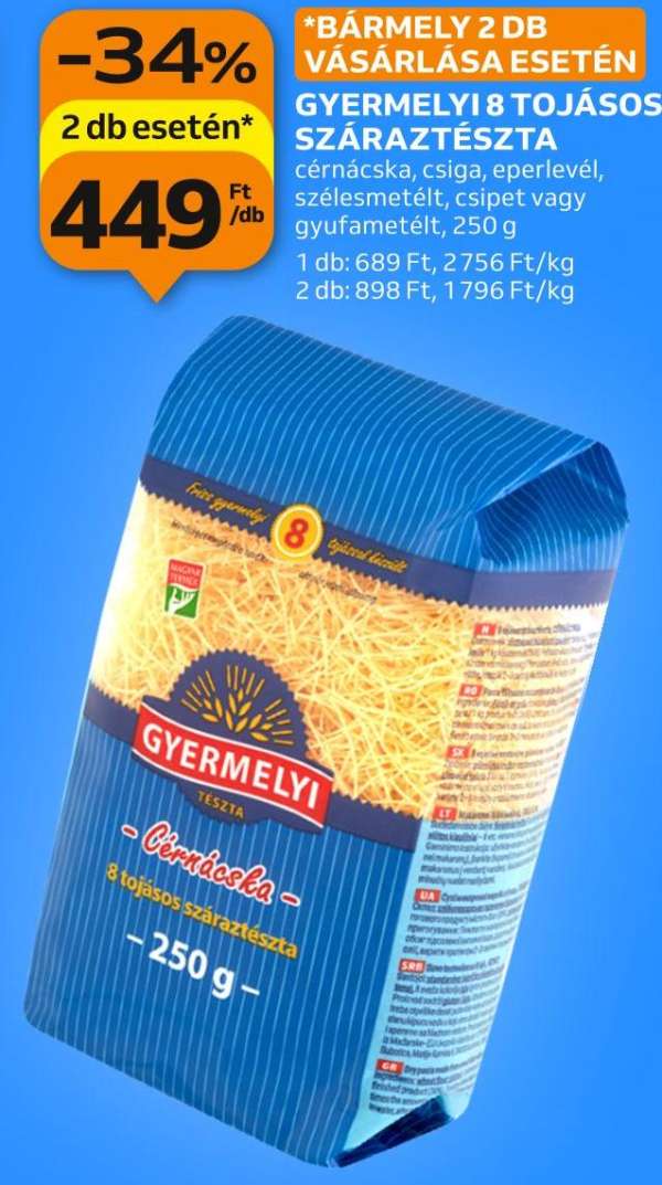 gyermelyi 8 tojásos száraztészta