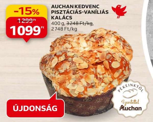Auchan Kedvenc pisztáciás-vaníliás kalács