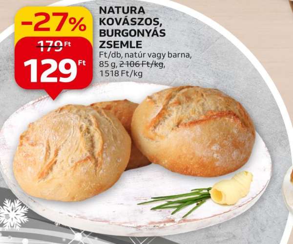 Natura kovászos, burgonyás zsemle