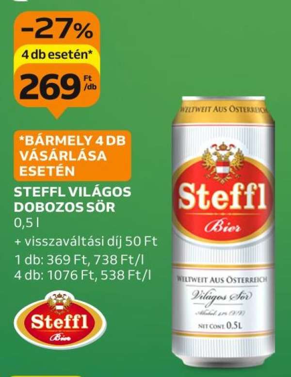 Steffl világos dobozos sör