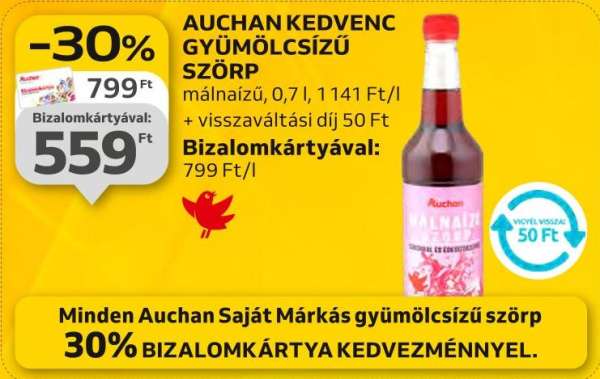 Auchan kedvenc gyümölcsízű szörp