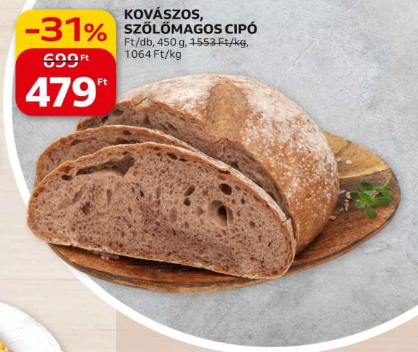 Kovászos, szőlőmagos cipó