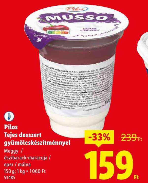 Pilos Tejes desszert gyümölcskészítménnyel