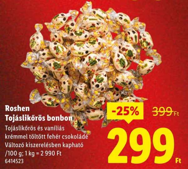 Roshen Tojáslikőrös bonbon