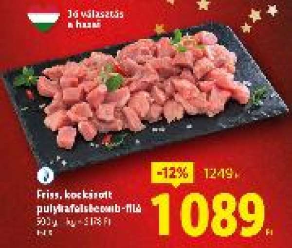 Friss, kockázott pulykafelsőcomb-filé