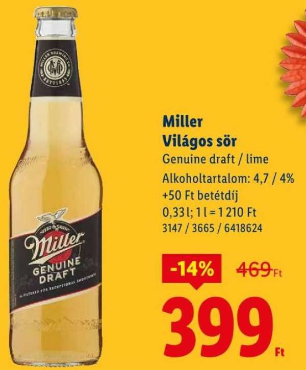 Miller Világos sör