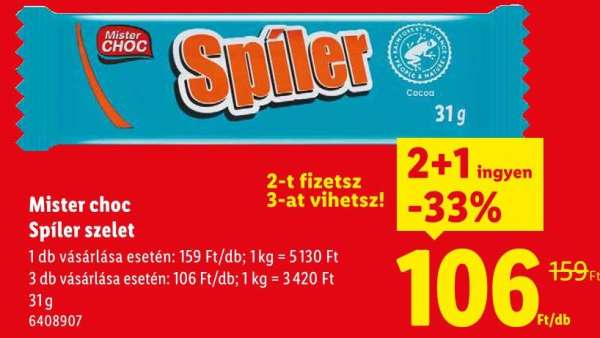 Mister choc Spíler szelet