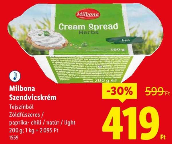 Milbona Szendvicskrém