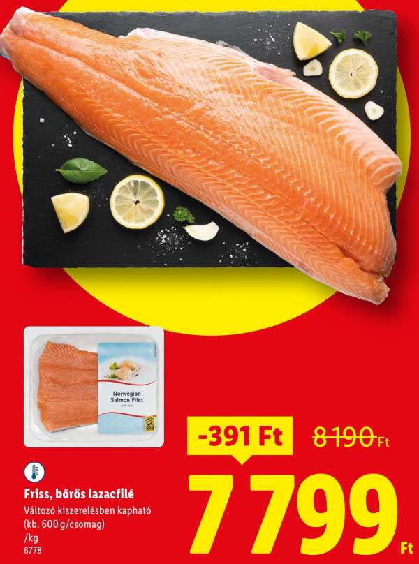 Friss, bőrös lazacfilé