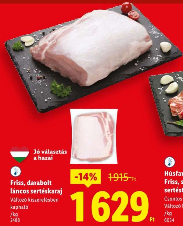 Friss, darabolt láncos sertéskaraj