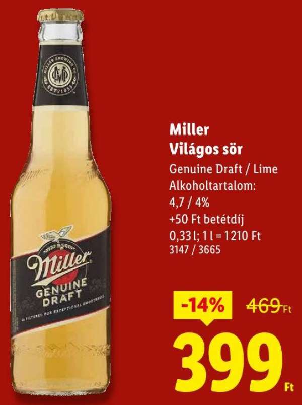 Miller Világos sör