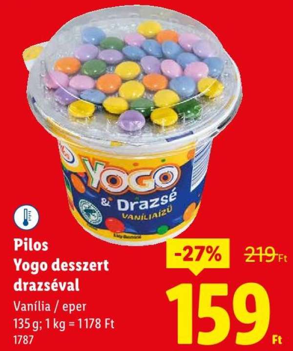 Pilos Yogo desszert drazséval