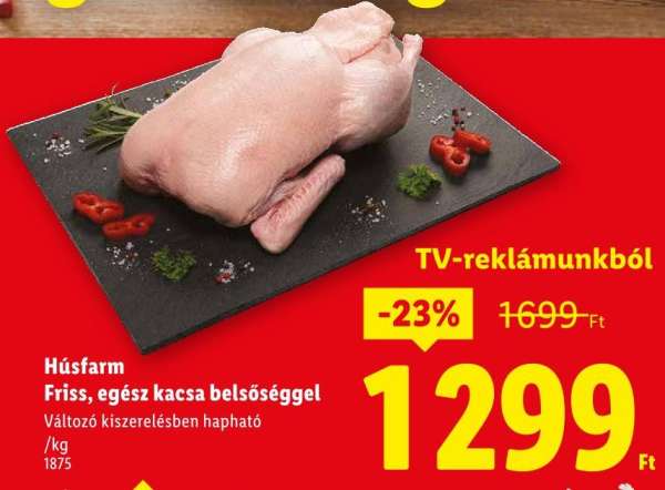 Húsfarm Friss, egész kacsa belsőséggel