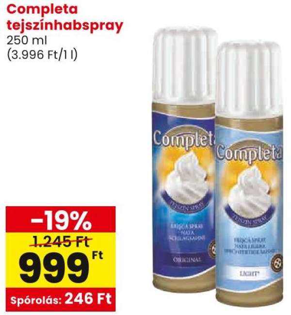 Completa tejszínhabspray