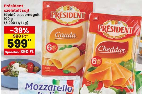 Président szeletelt sajt