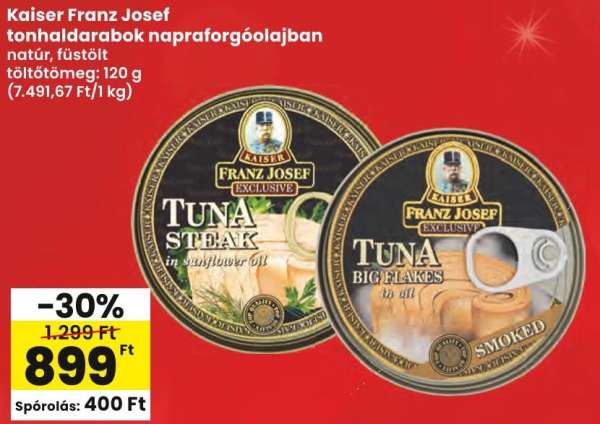 Kaiser Franz Josef tonhaldarabok napraforgóolajban