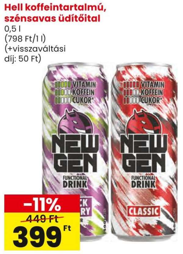 Hell koffeintartalmú, szénsavas üdítőital