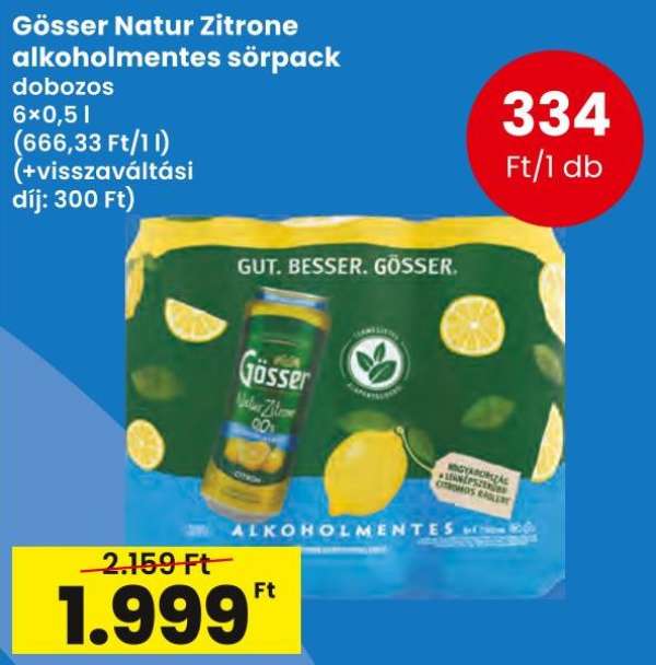 Gösser Natur Zitrone alkoholmentes sörpack
