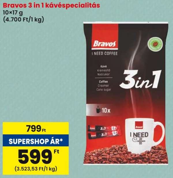 Bravos 3 in 1 kávéspecialitás