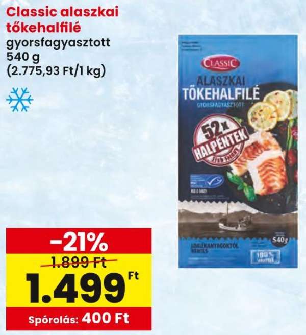 Classic alaszkai tőkehalfilé