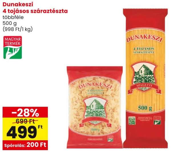 Dunakeszi 4 tojásos száraztészta