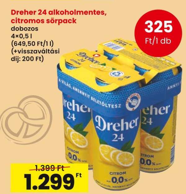 Dreher 24 alkoholmentes, citromos sörpack