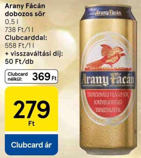 Arany Fácán dobozos sör