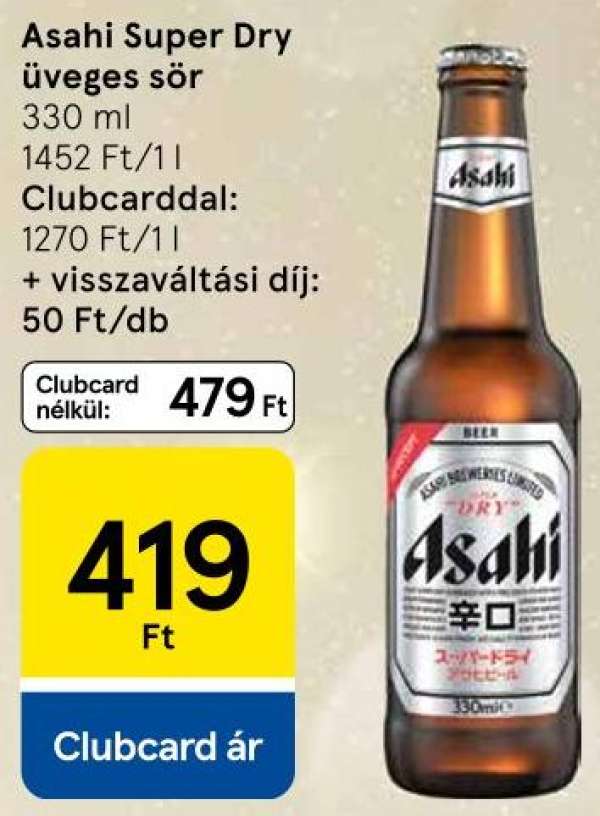Asahi Super Dry üveges sör