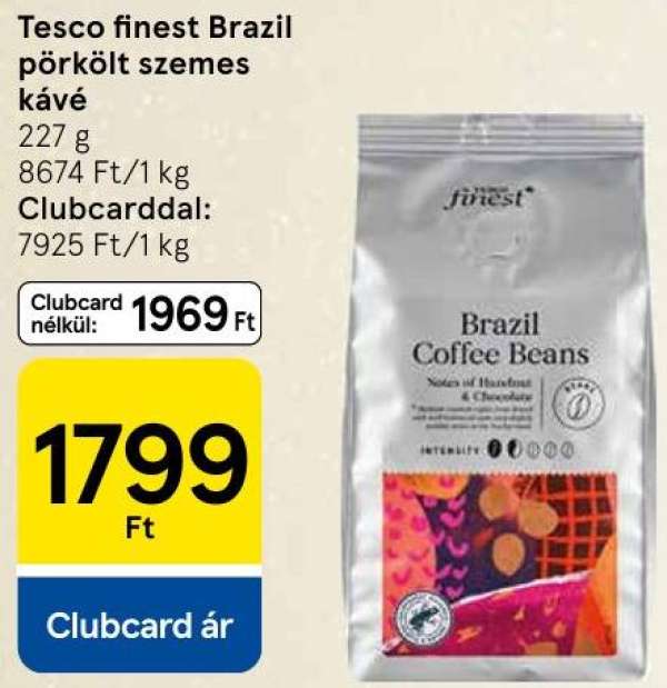 Tesco finest Brazil pörkölt szemes kávé