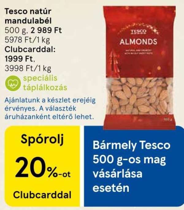 Tesco natúr mandulabél