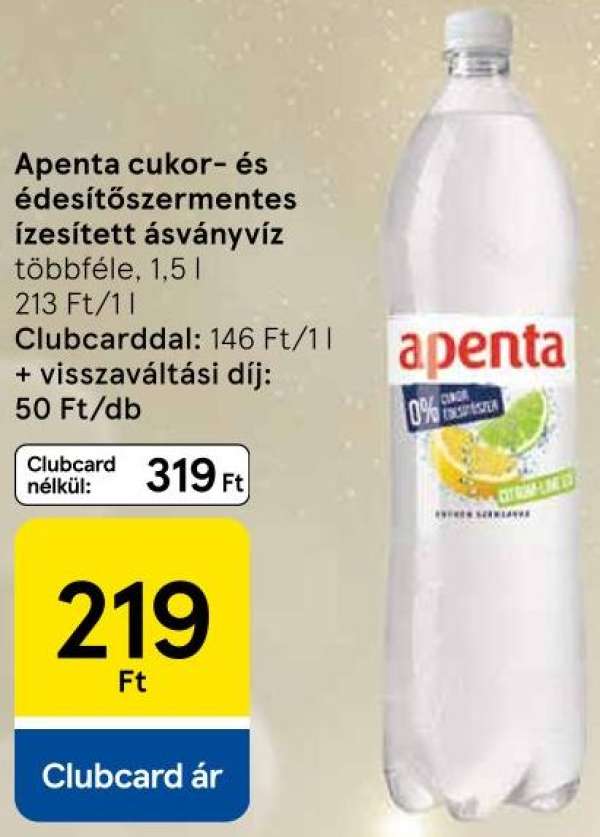 Apenta cukor- és édesítőszermentes ízesített ásványvíz