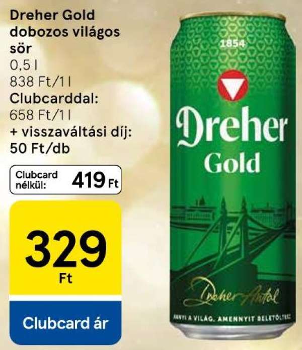 Dreher Gold dobozos világos sör